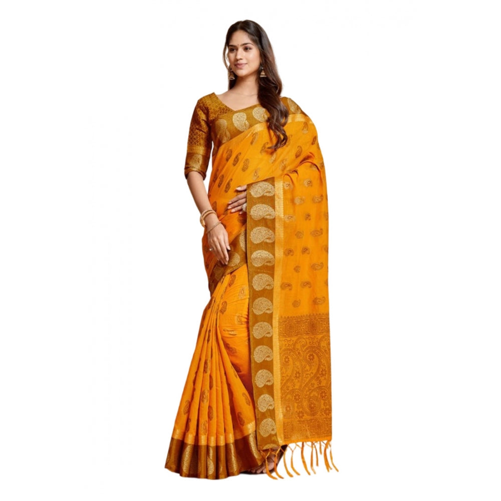 Graceful Chanderi Cotton Printed Saree With Blouse Piece