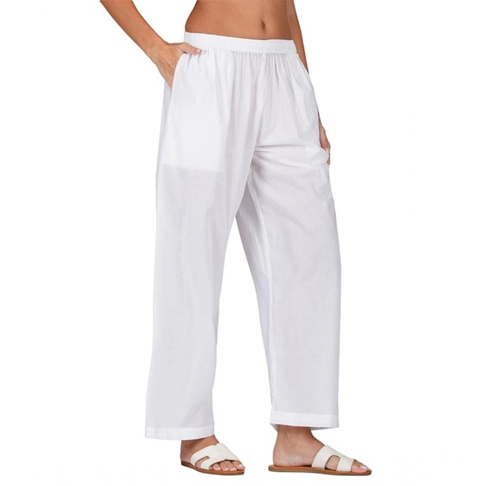 Designer Casual Cotton Cambric Solid Elastic Palazzo Trousers