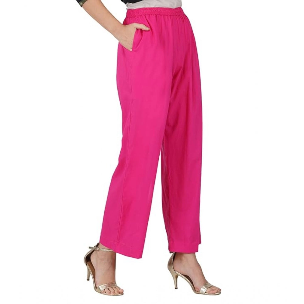 Designer Casual Cotton Cambric Solid Elastic Palazzo Trousers