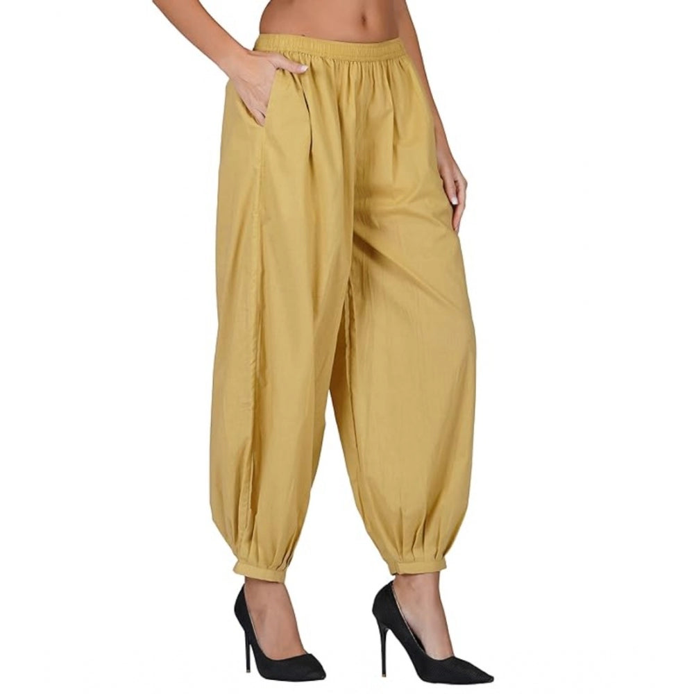 Stunning Cotton Cambric Solid Elastic Waist Patiala Harem Pants