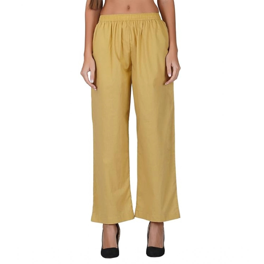 Designer Casual Cotton Cambric Solid Elastic Palazzo Trousers