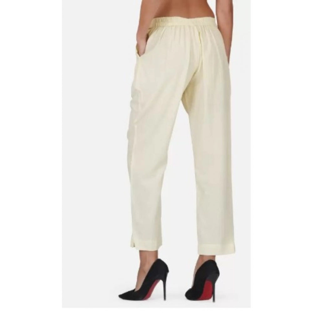 Beautiful Cotton Flax Solid Adjustable Waist Trouser Pants