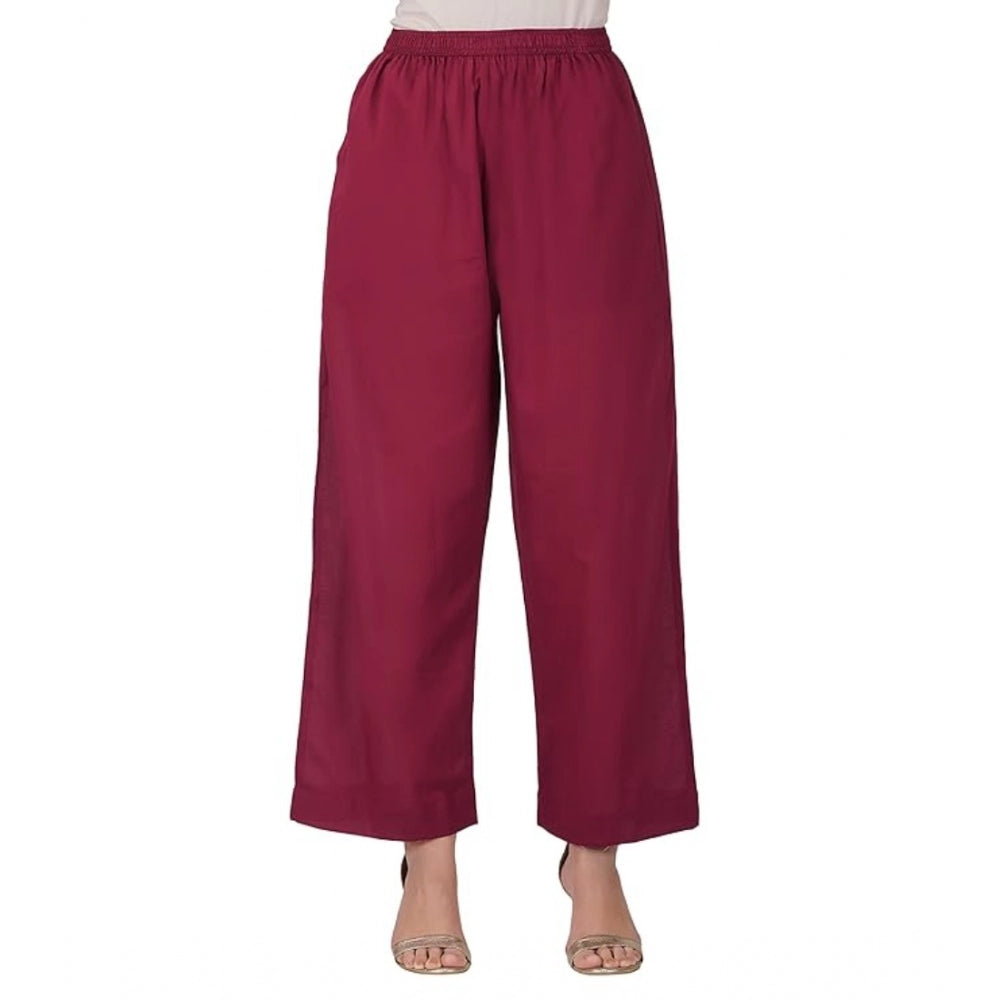 Designer Casual Cotton Cambric Solid Elastic Palazzo Trousers