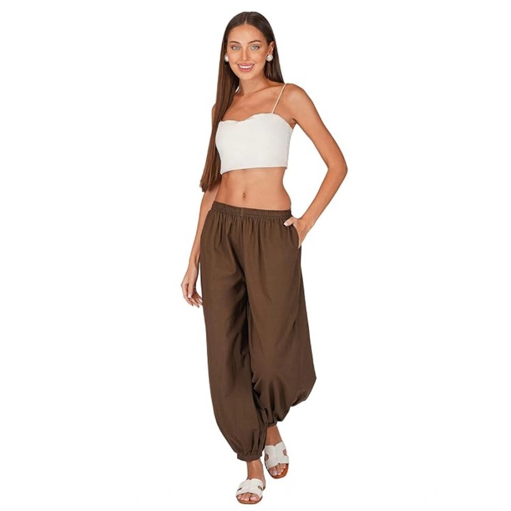 Stunning Cotton Cambric Solid Elastic Waist Patiala Harem Pants