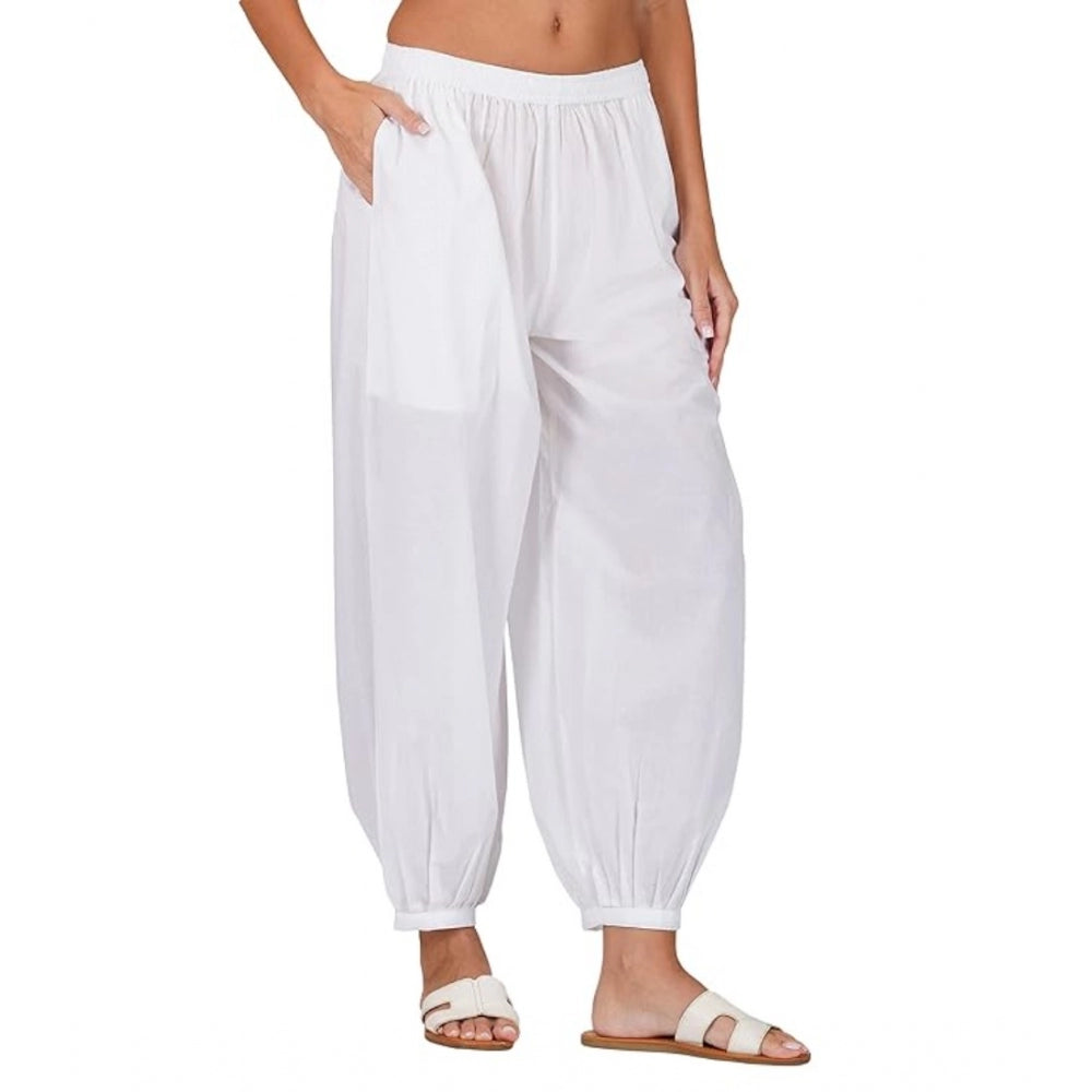 Stunning Cotton Cambric Solid Elastic Waist Patiala Harem Pants