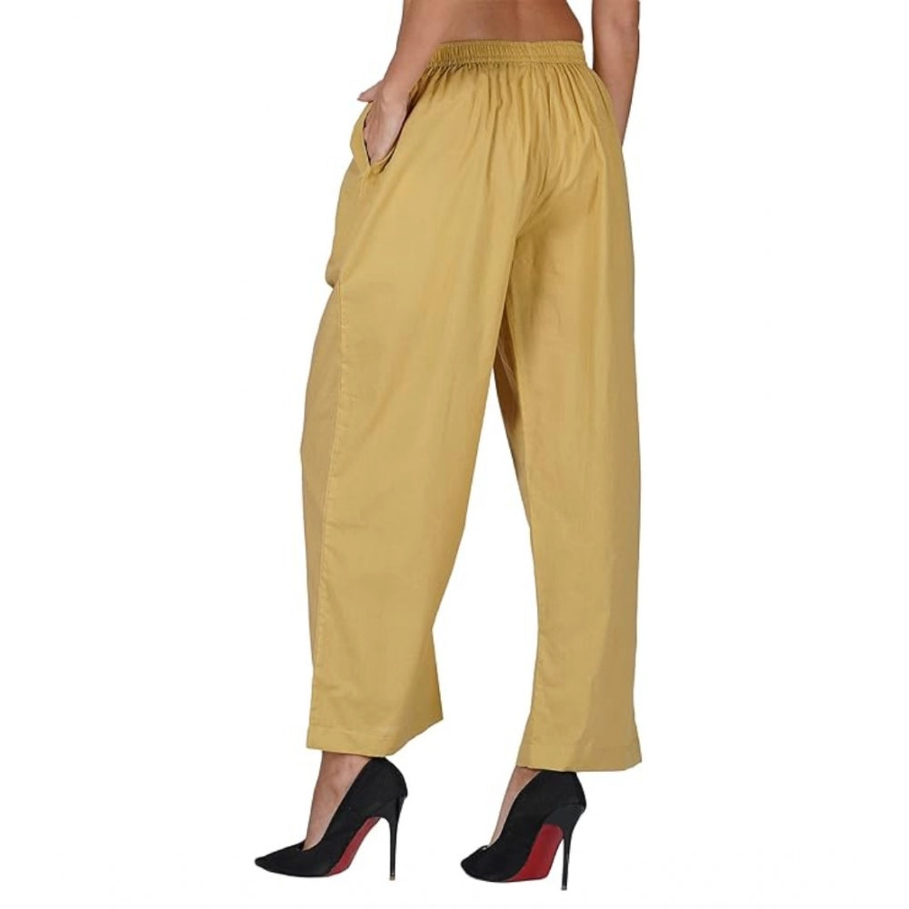 Designer Casual Cotton Cambric Solid Elastic Palazzo Trousers