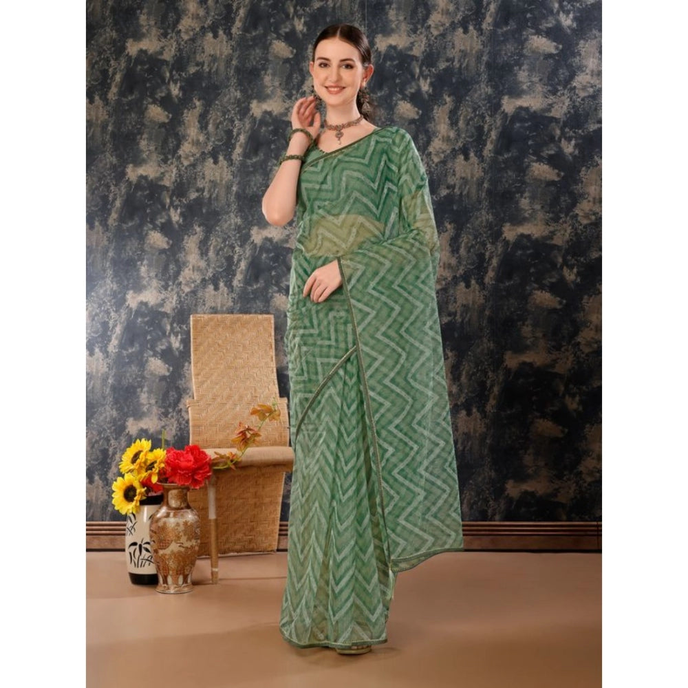 Sensational Linen Zig Zag Saree With Blouse Piece