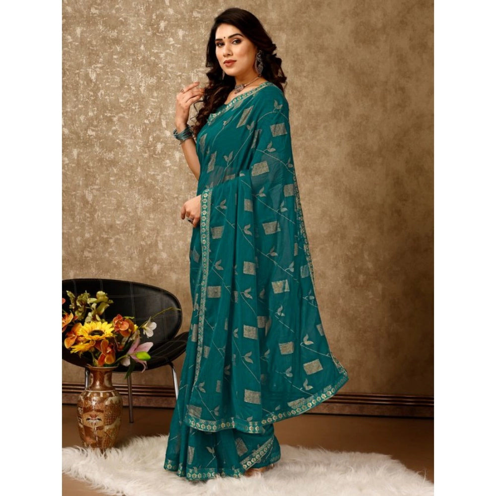 Versatile Zomto Patta Chiffon Saree With Blouse Piece