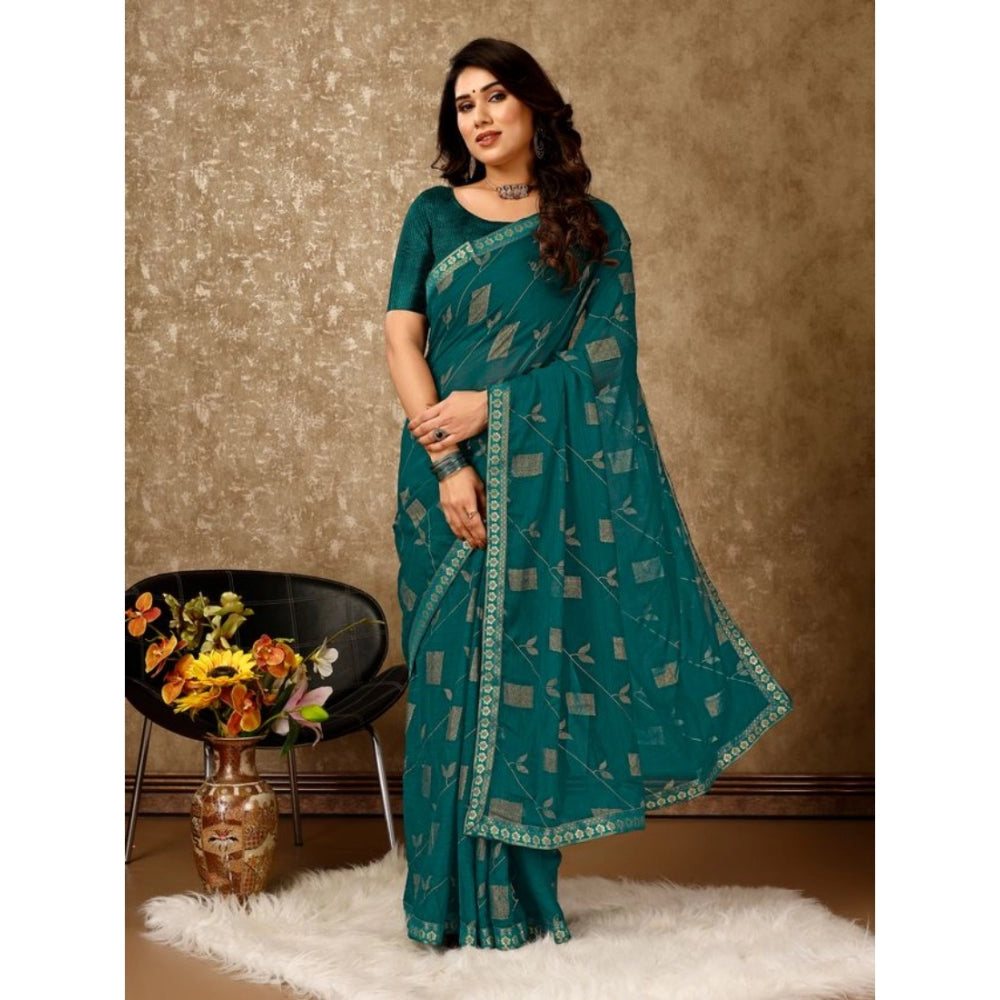 Versatile Zomto Patta Chiffon Saree With Blouse Piece