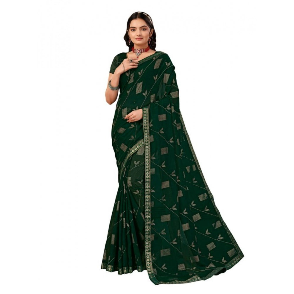 Versatile Zomto Patta Chiffon Saree With Blouse Piece