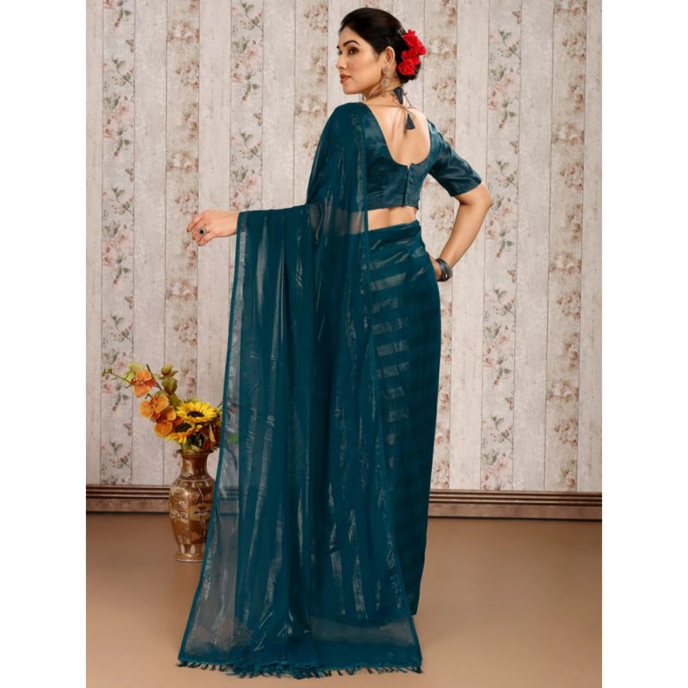 Stylish Chiffon Fabric Line Saree With Blouse Piece