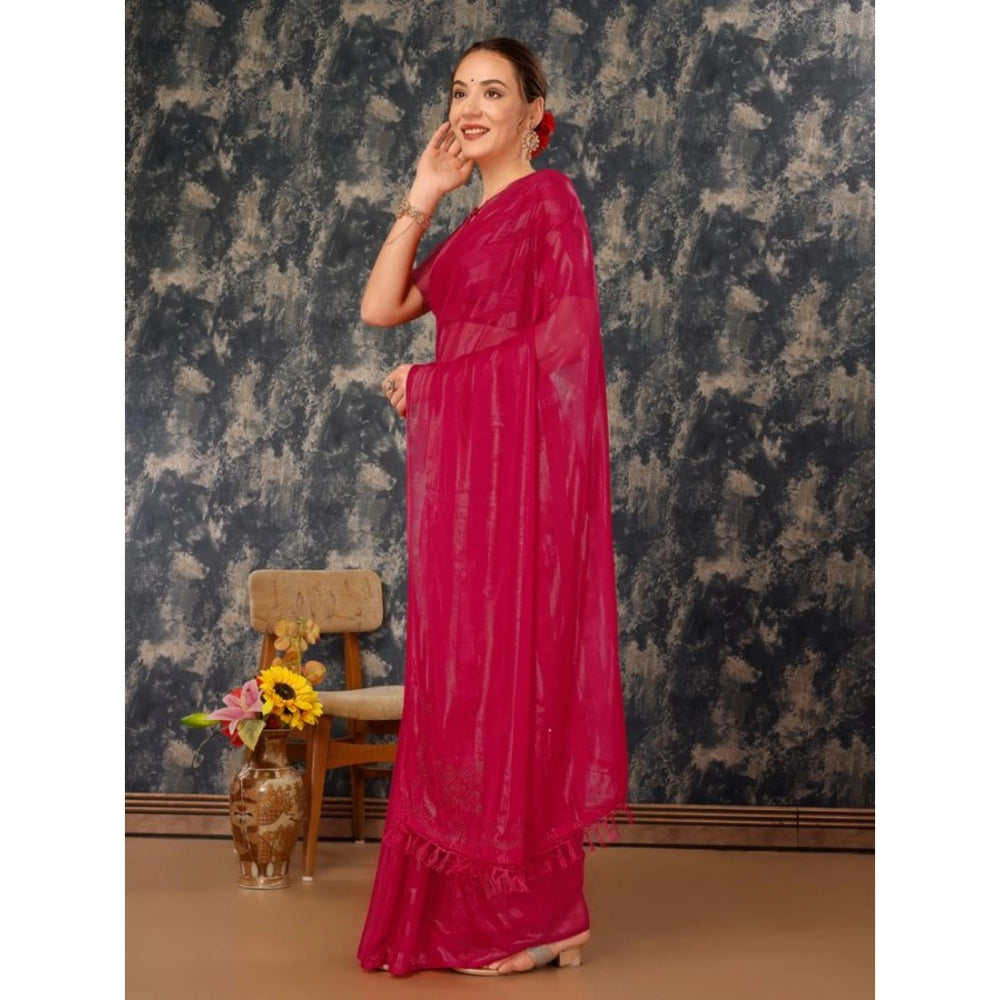 Stylish Chiffon Fabric Line Saree With Blouse Piece