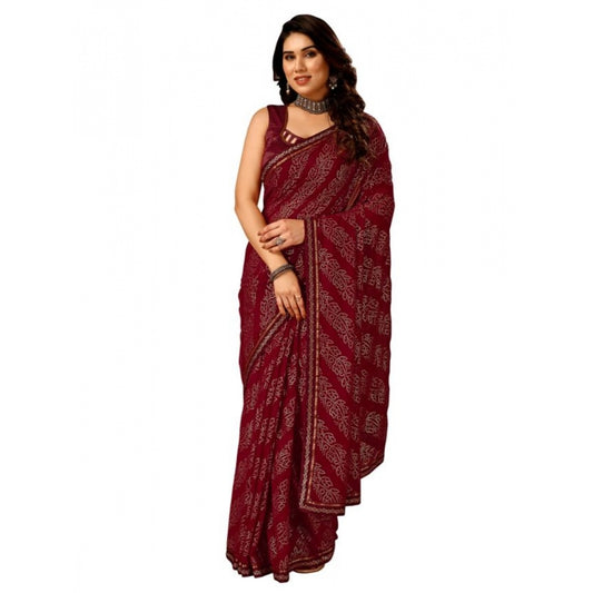 Ethnic Zomto Bandhani Saree With Blouse Piece