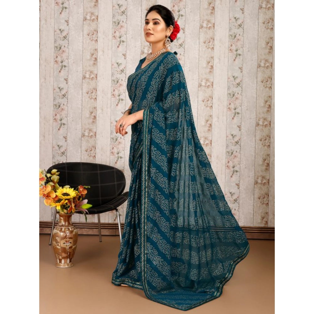 Ethnic Zomto Bandhani Saree With Blouse Piece