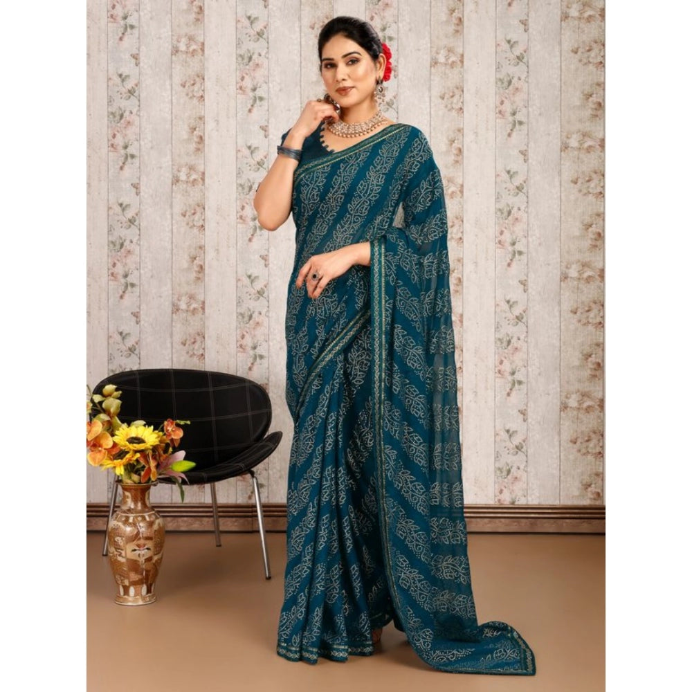 Ethnic Zomto Bandhani Saree With Blouse Piece