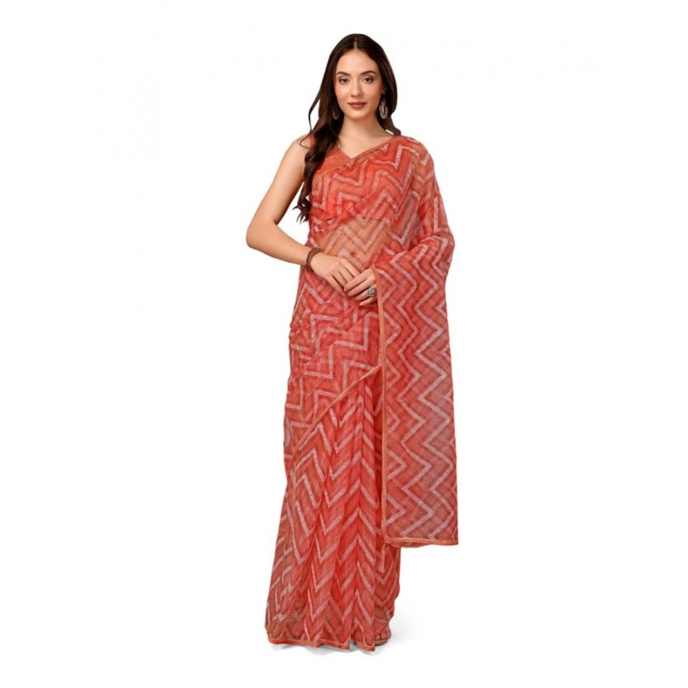 Sensational Linen Zig Zag Saree With Blouse Piece