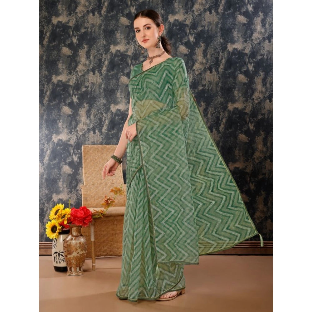 Sensational Linen Zig Zag Saree With Blouse Piece