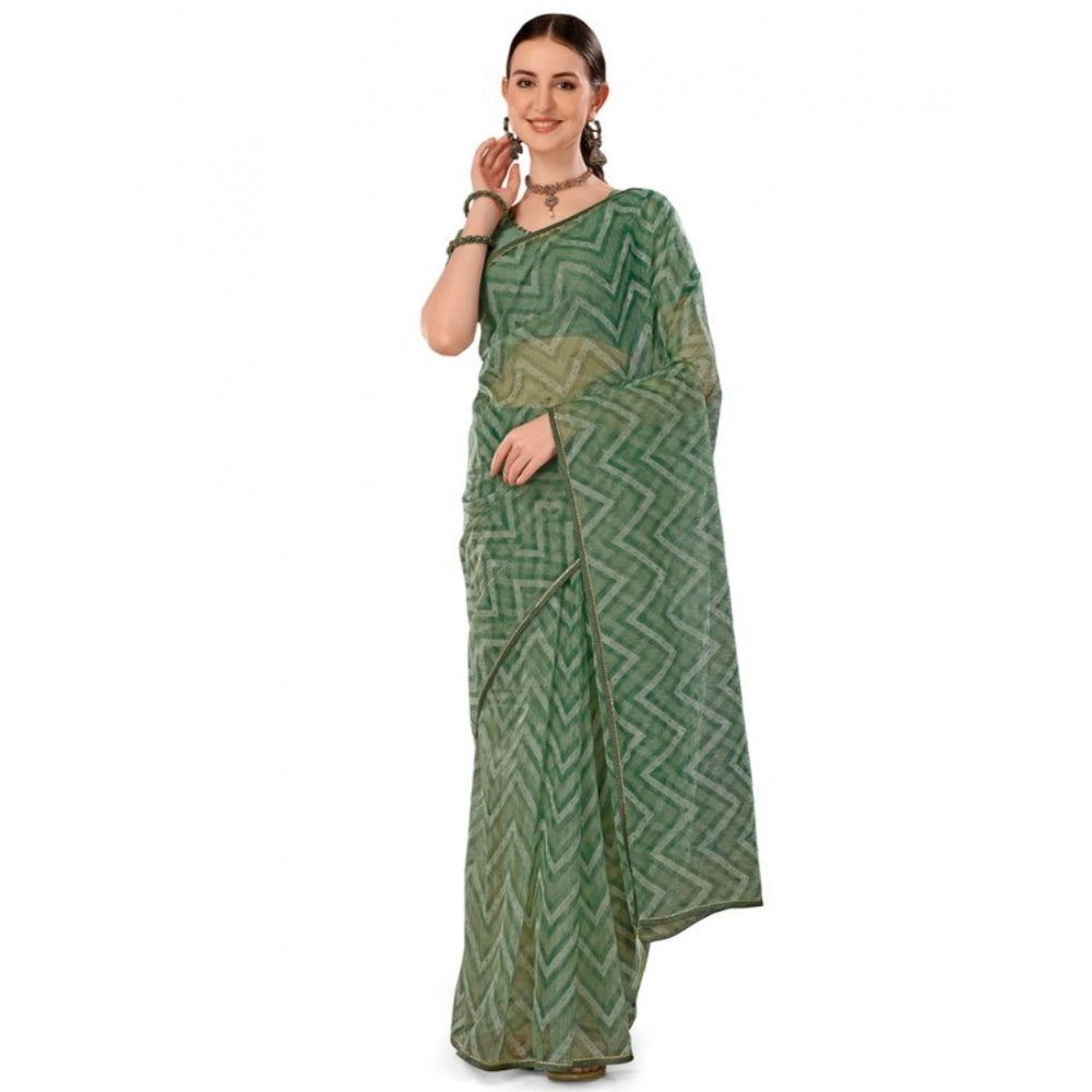 Sensational Linen Zig Zag Saree With Blouse Piece