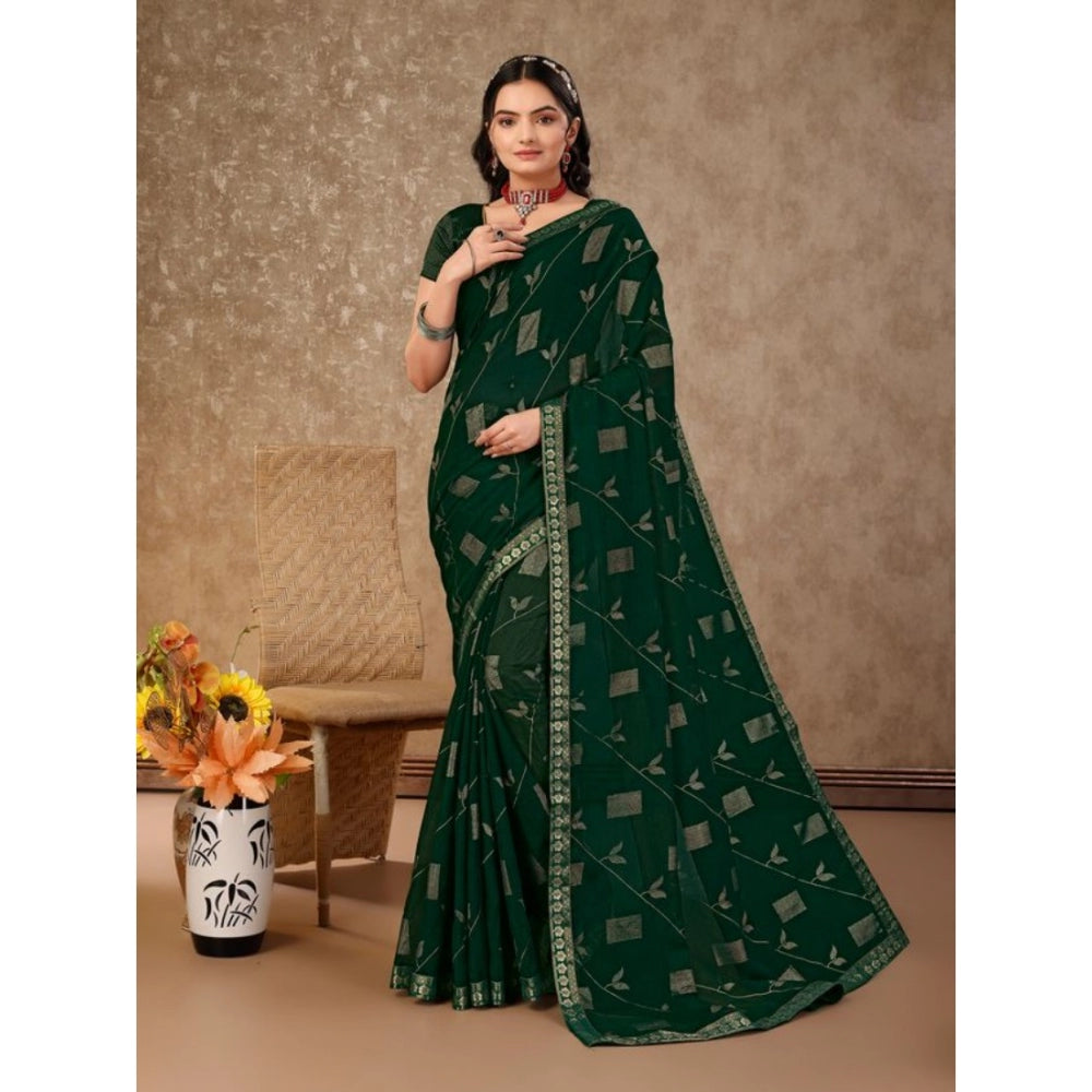 Versatile Zomto Patta Chiffon Saree With Blouse Piece