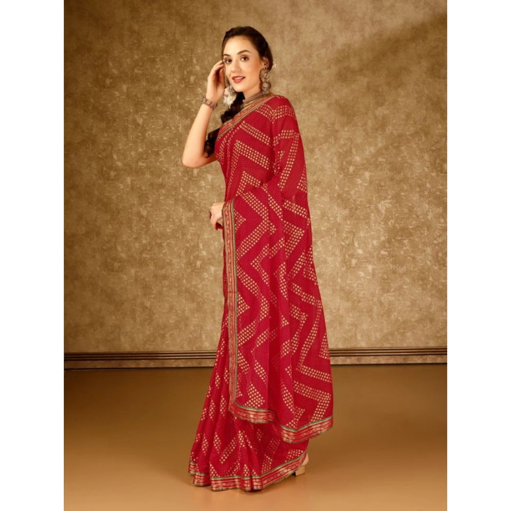 Elegant Zomto Zig Zag Saree With Blouse Piece