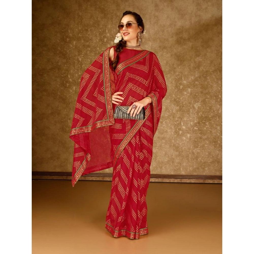 Elegant Zomto Zig Zag Saree With Blouse Piece