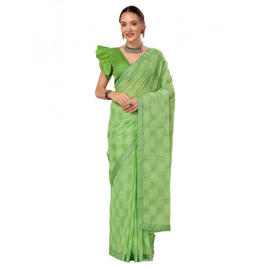 Ethnic Zomto Cheked Saree With Blouse Piece