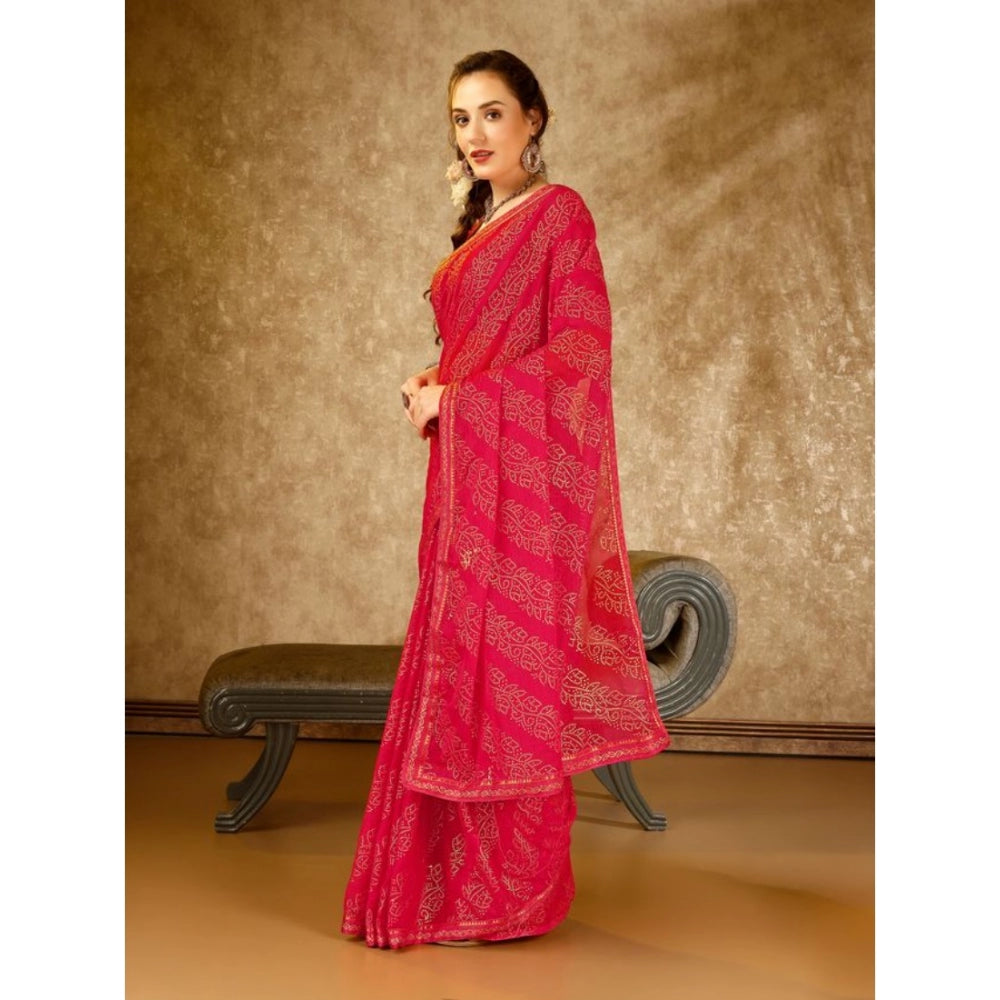 Ethnic Zomto Bandhani Saree With Blouse Piece