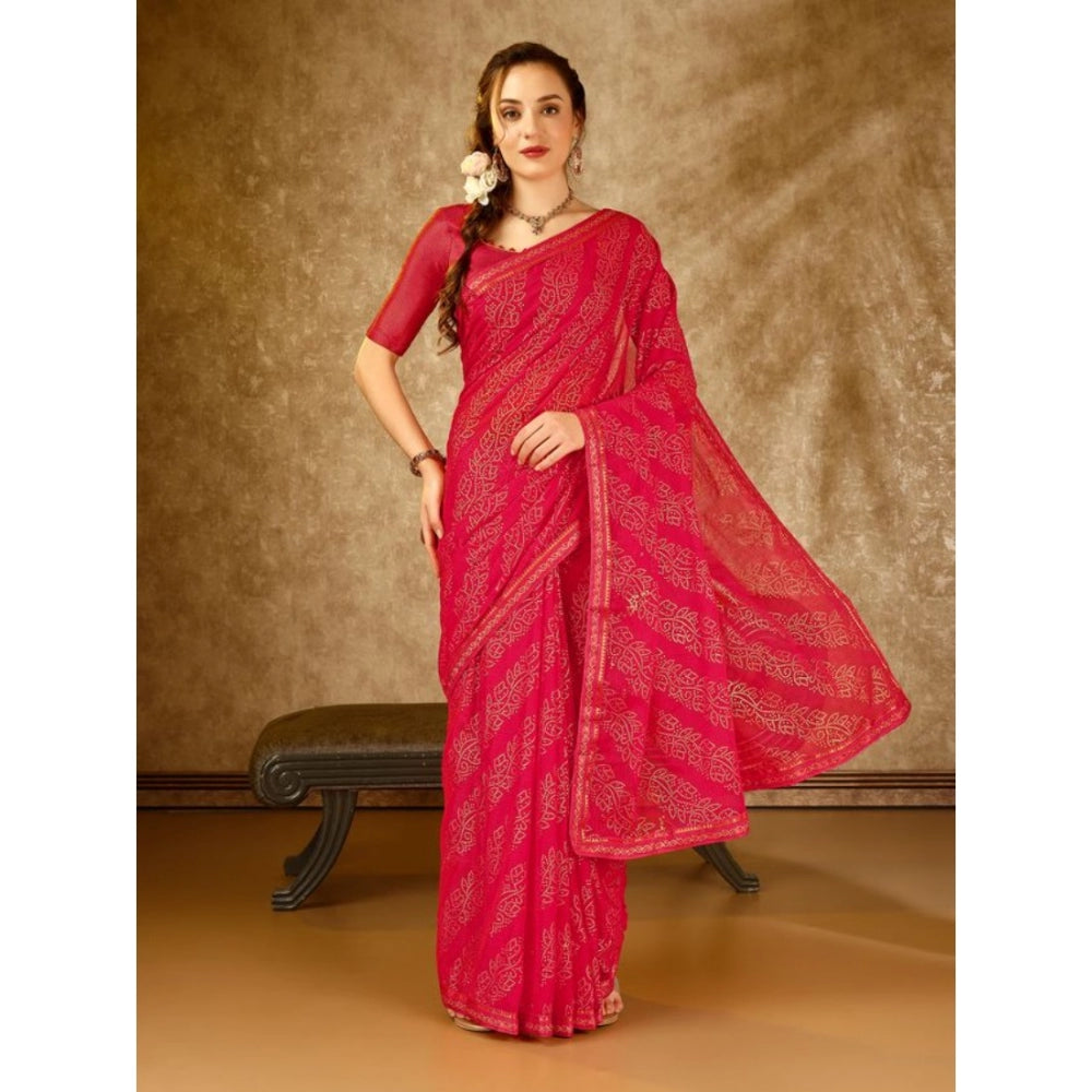 Ethnic Zomto Bandhani Saree With Blouse Piece