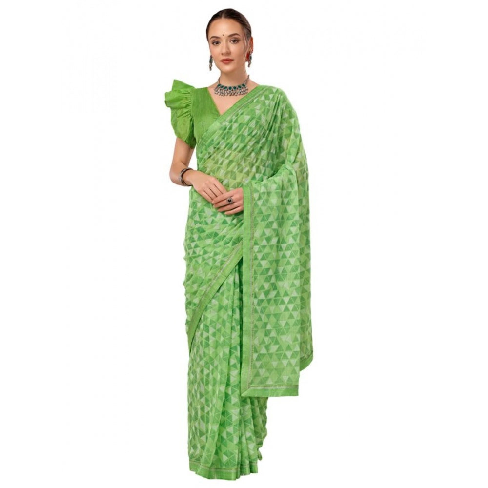 Elegant Zomto Printed Saree With Blouse Piece