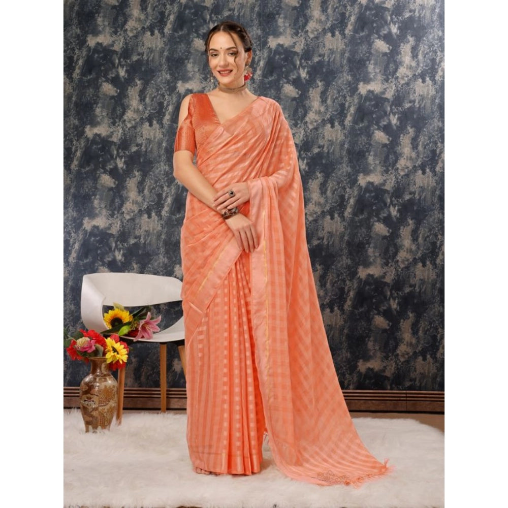 Stylish Chiffon Fabric Line Saree With Blouse Piece