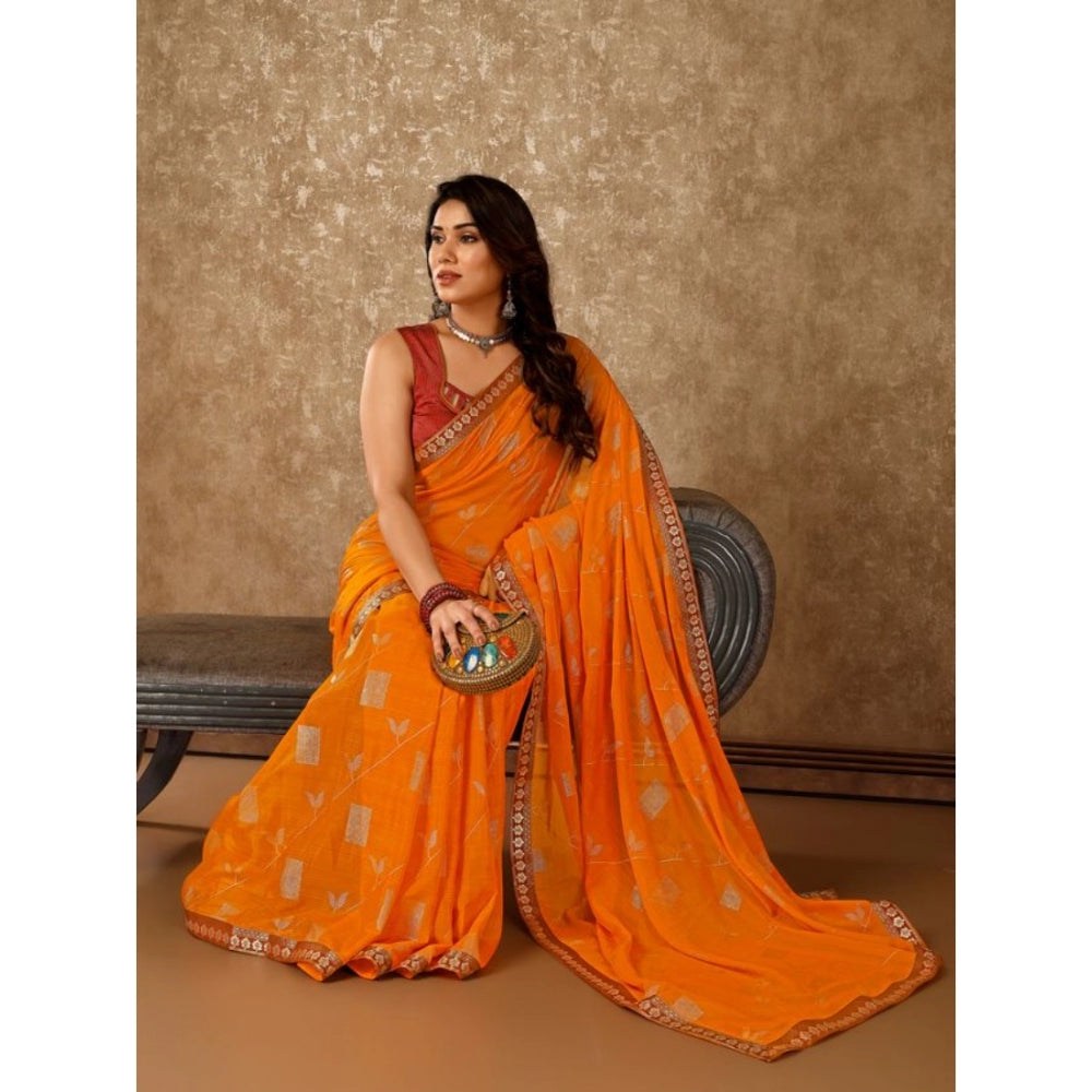 Versatile Zomto Patta Chiffon Saree With Blouse Piece