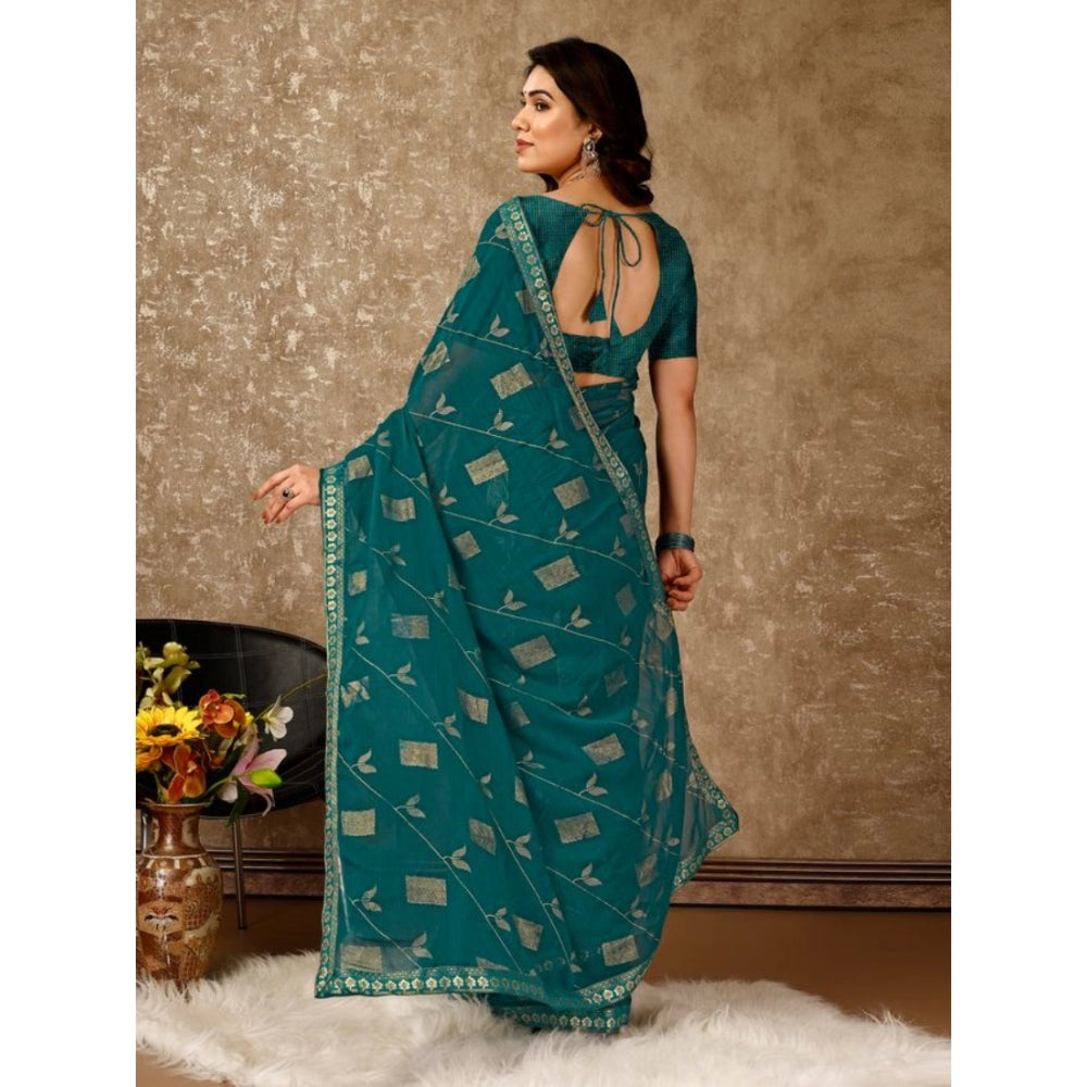 Versatile Zomto Patta Chiffon Saree With Blouse Piece