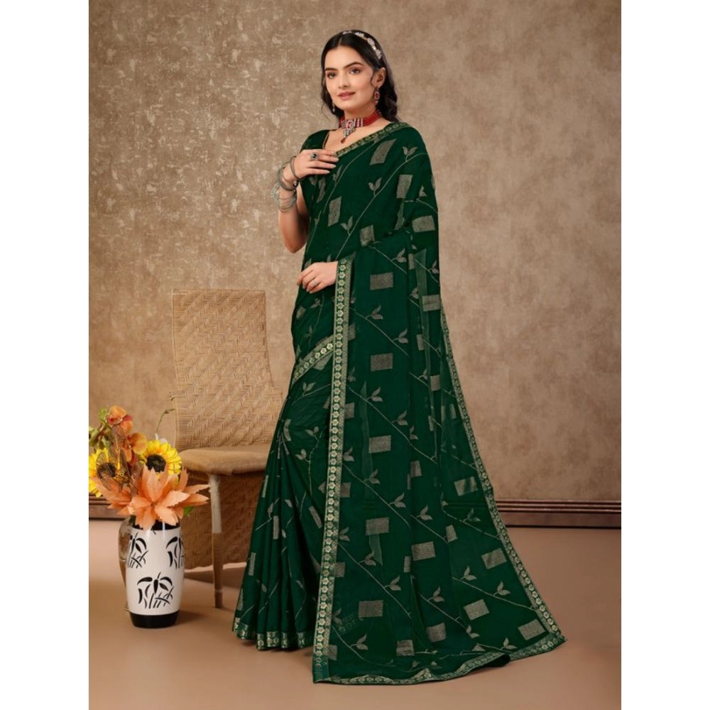 Versatile Zomto Patta Chiffon Saree With Blouse Piece