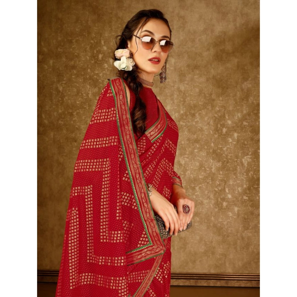 Elegant Zomto Zig Zag Saree With Blouse Piece