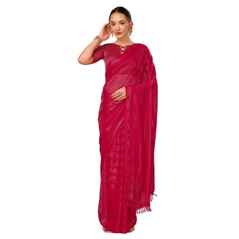 Stylish Chiffon Fabric Line Saree With Blouse Piece