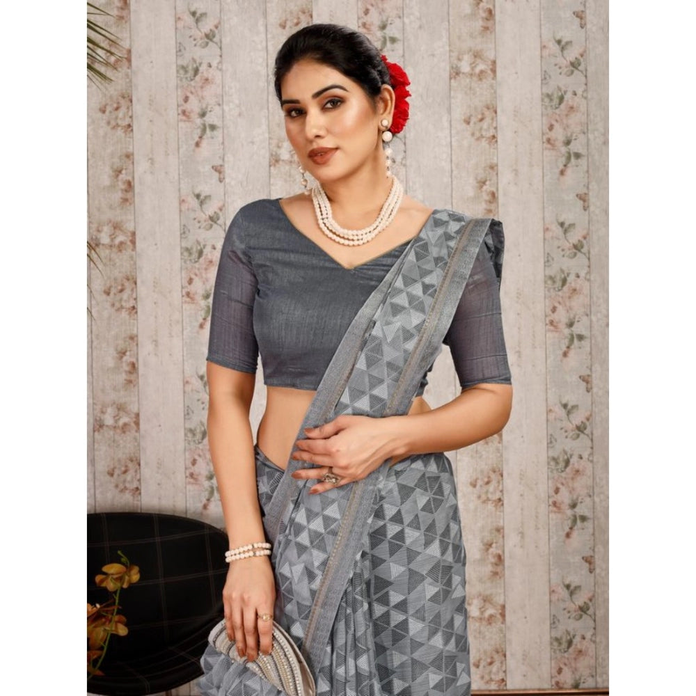 Elegant Zomto Printed Saree With Blouse Piece