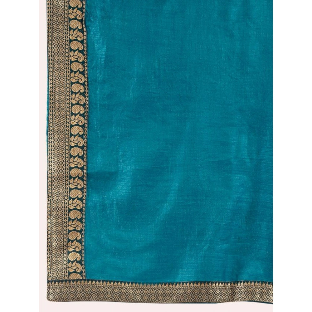 Alluring Vichitra Plain Saree With Blouse Piece