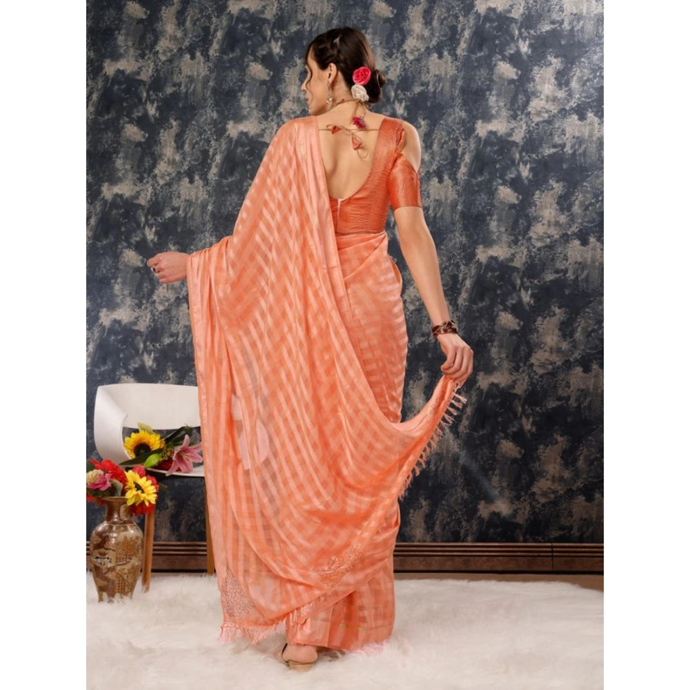 Stylish Chiffon Fabric Line Saree With Blouse Piece