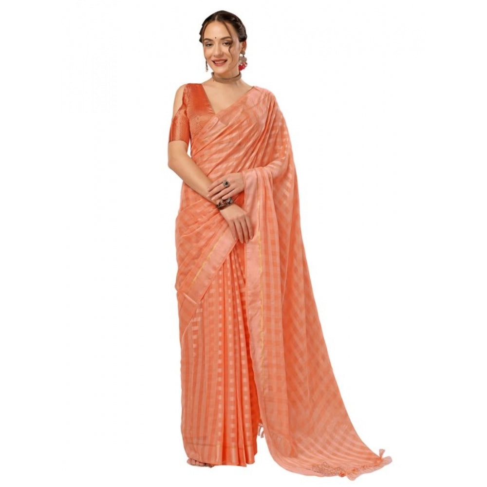 Stylish Chiffon Fabric Line Saree With Blouse Piece