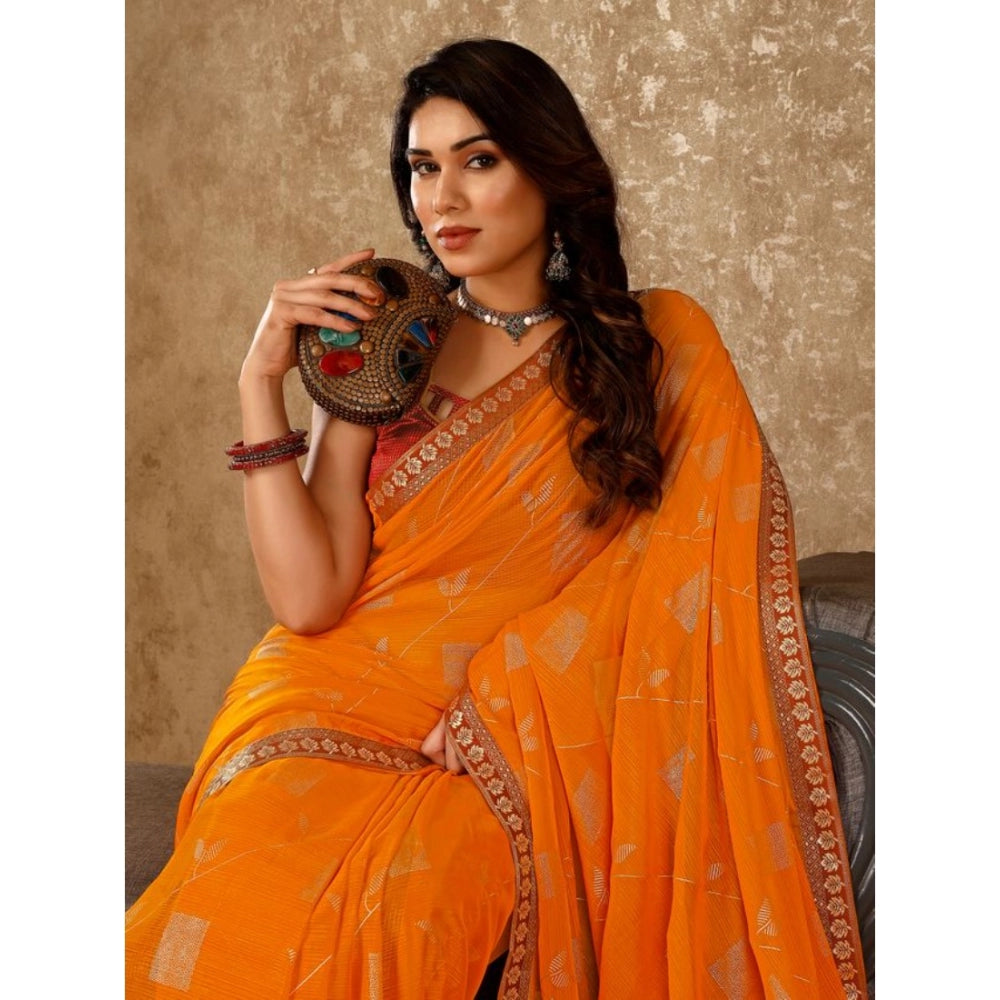 Versatile Zomto Patta Chiffon Saree With Blouse Piece