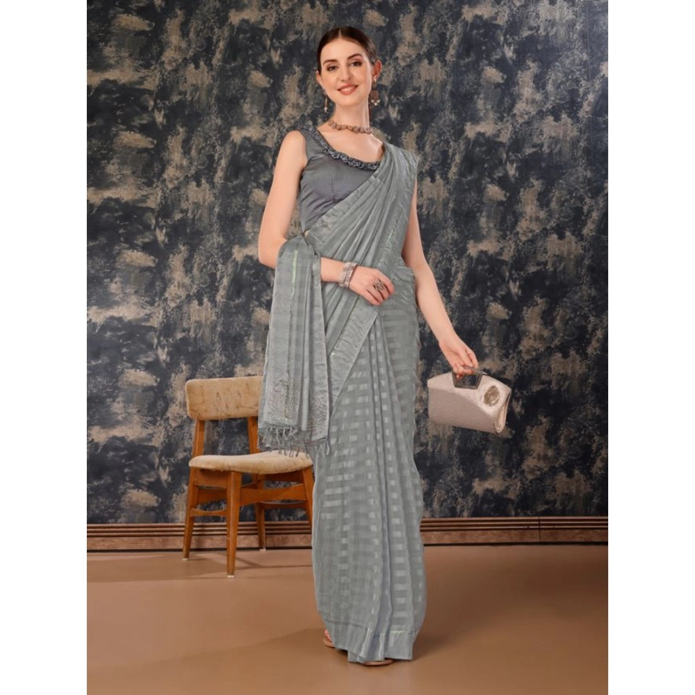 Stylish Chiffon Fabric Line Saree With Blouse Piece