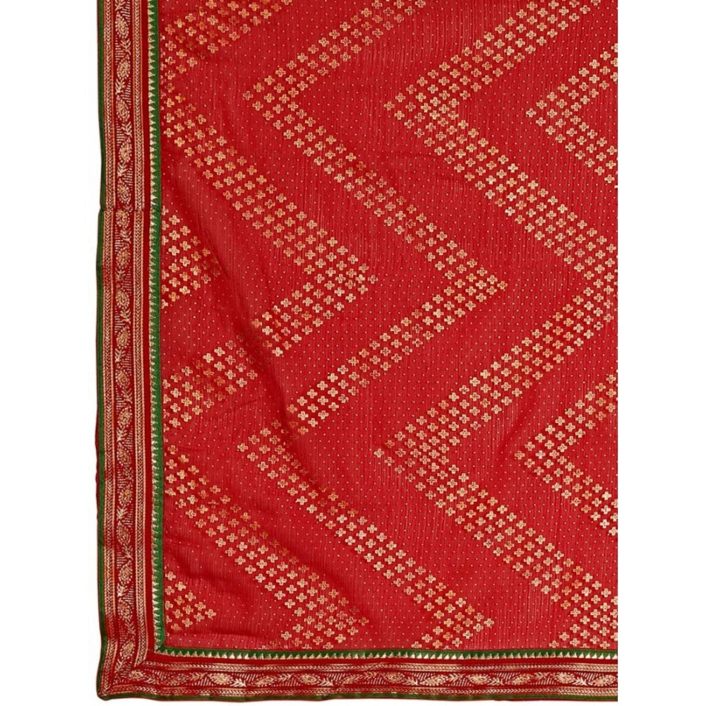 Elegant Zomto Zig Zag Saree With Blouse Piece