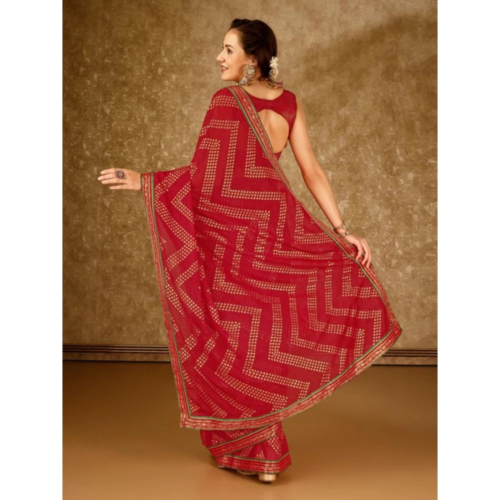 Elegant Zomto Zig Zag Saree With Blouse Piece