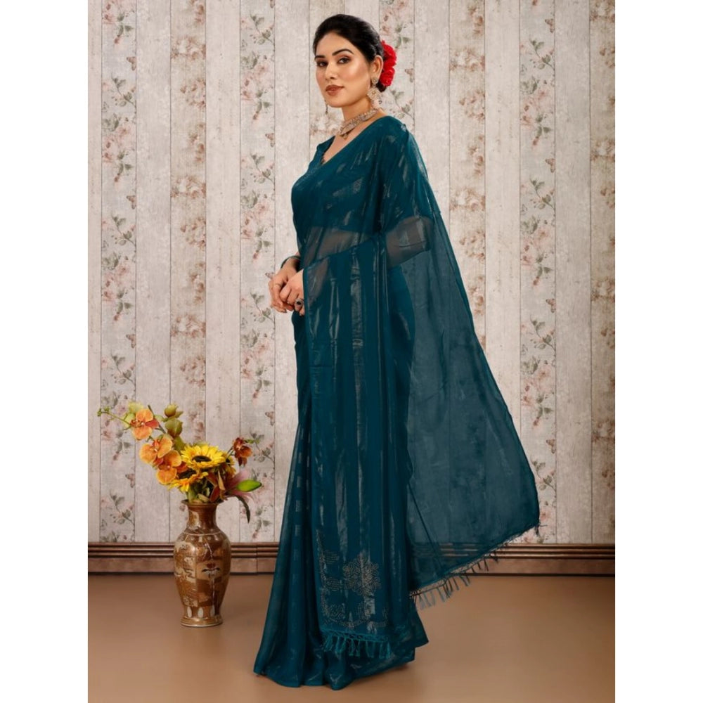 Stylish Chiffon Fabric Line Saree With Blouse Piece