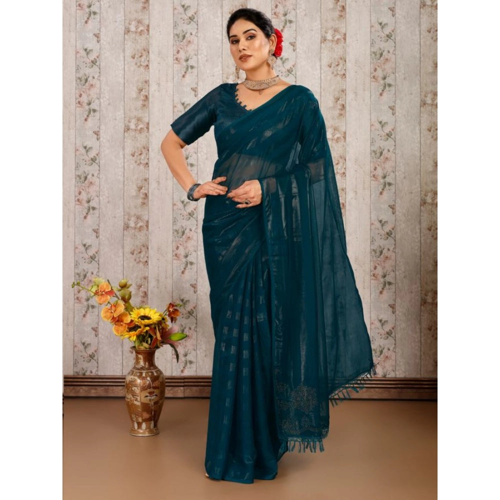 Stylish Chiffon Fabric Line Saree With Blouse Piece