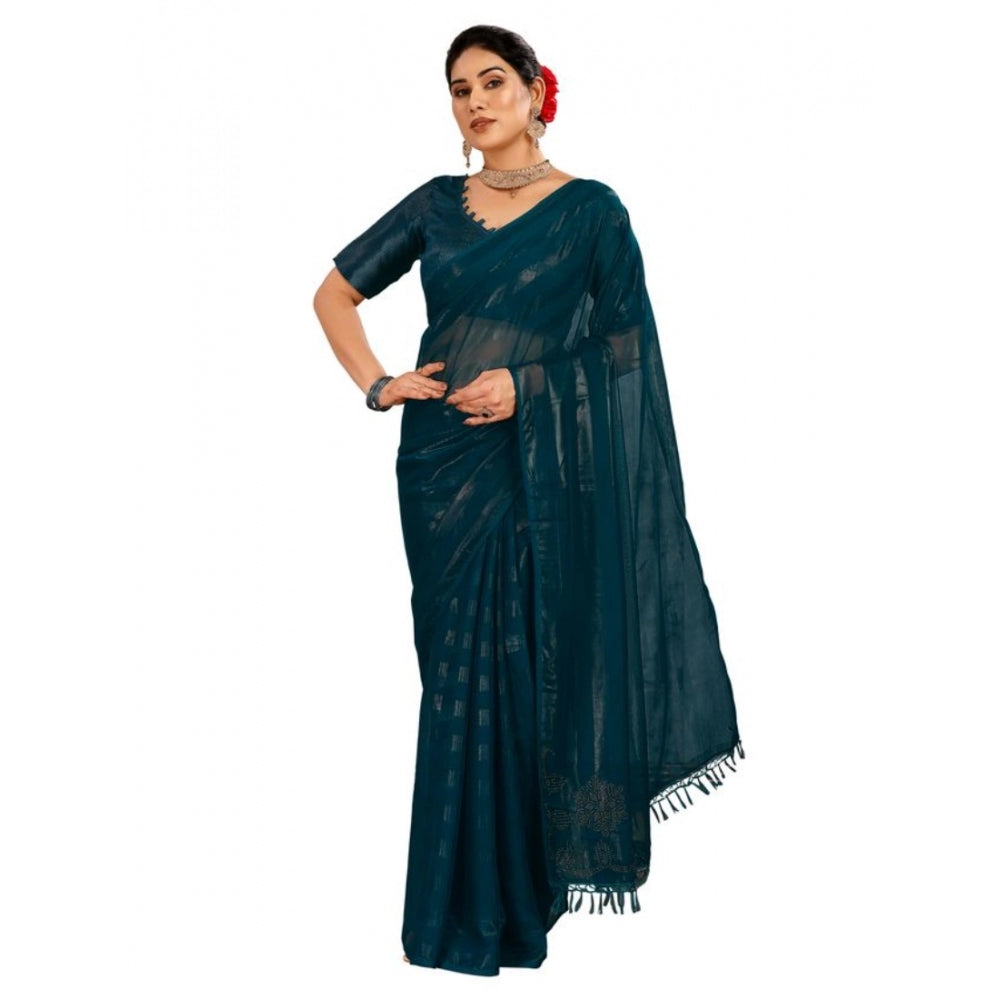 Stylish Chiffon Fabric Line Saree With Blouse Piece