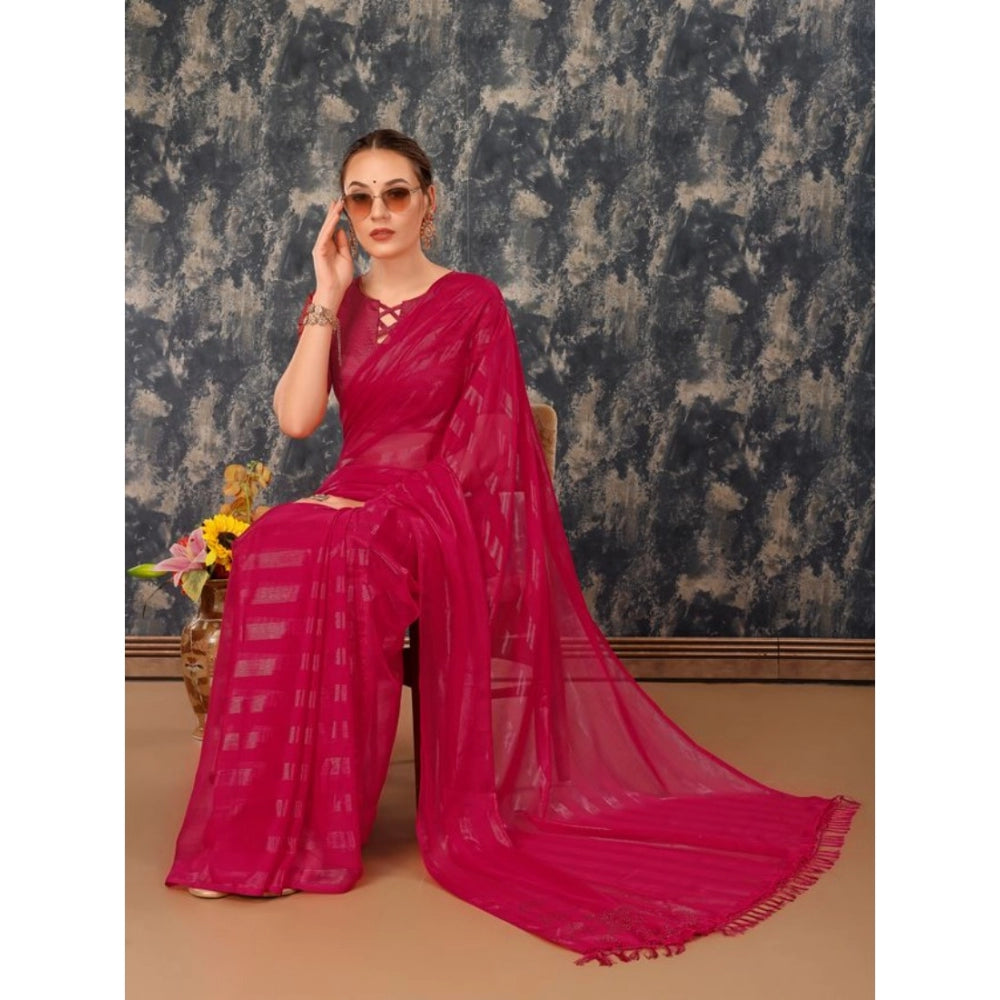 Stylish Chiffon Fabric Line Saree With Blouse Piece