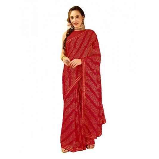 Ethnic Zomto Bandhani Saree With Blouse Piece