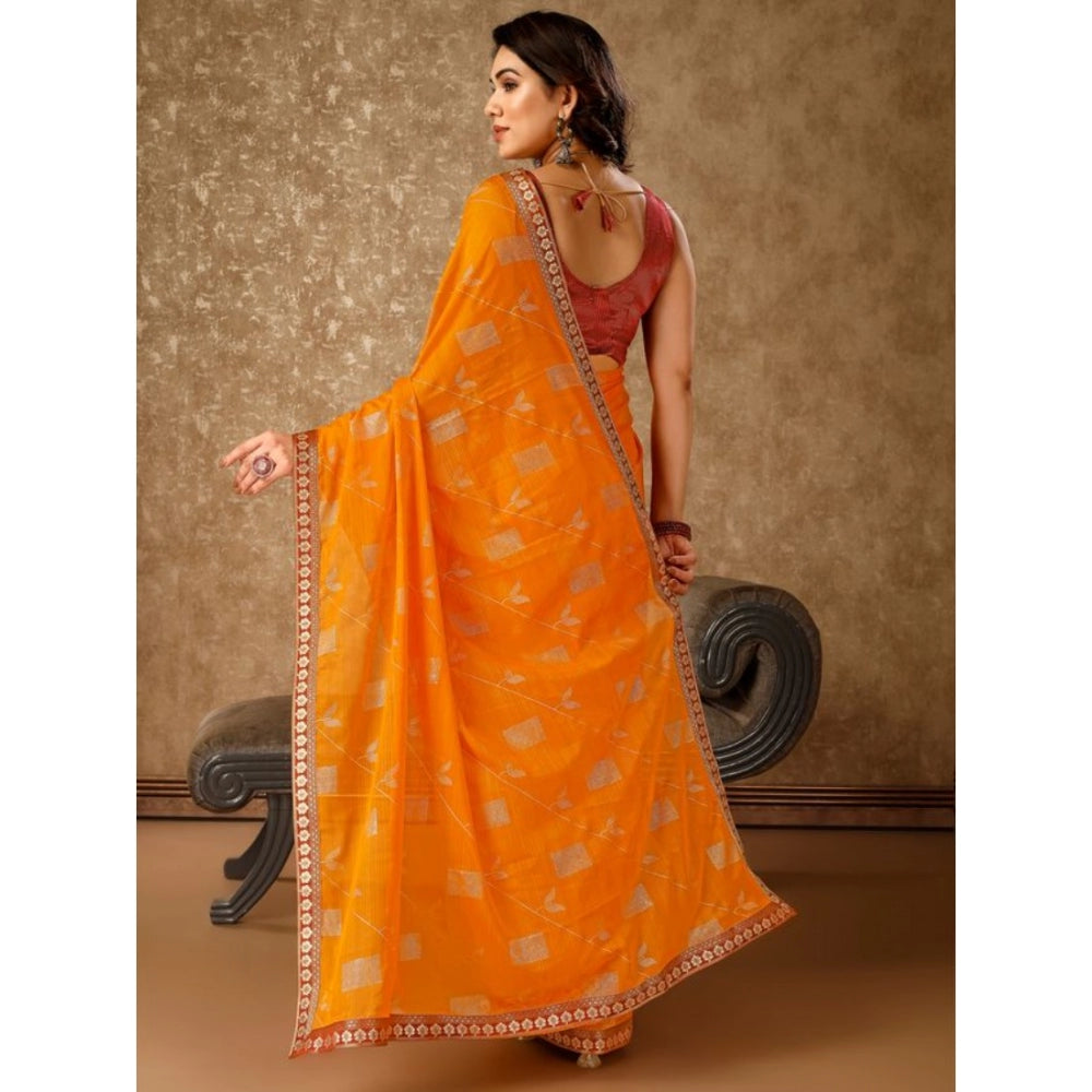 Versatile Zomto Patta Chiffon Saree With Blouse Piece