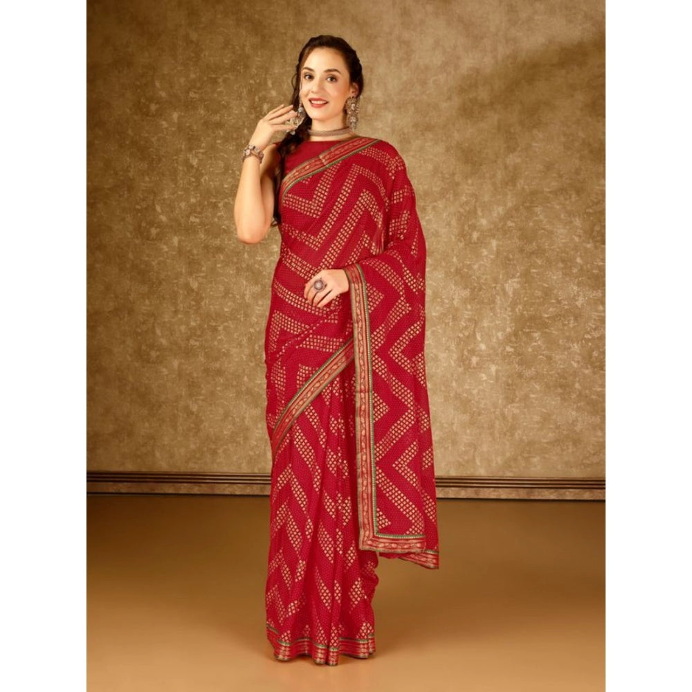 Elegant Zomto Zig Zag Saree With Blouse Piece